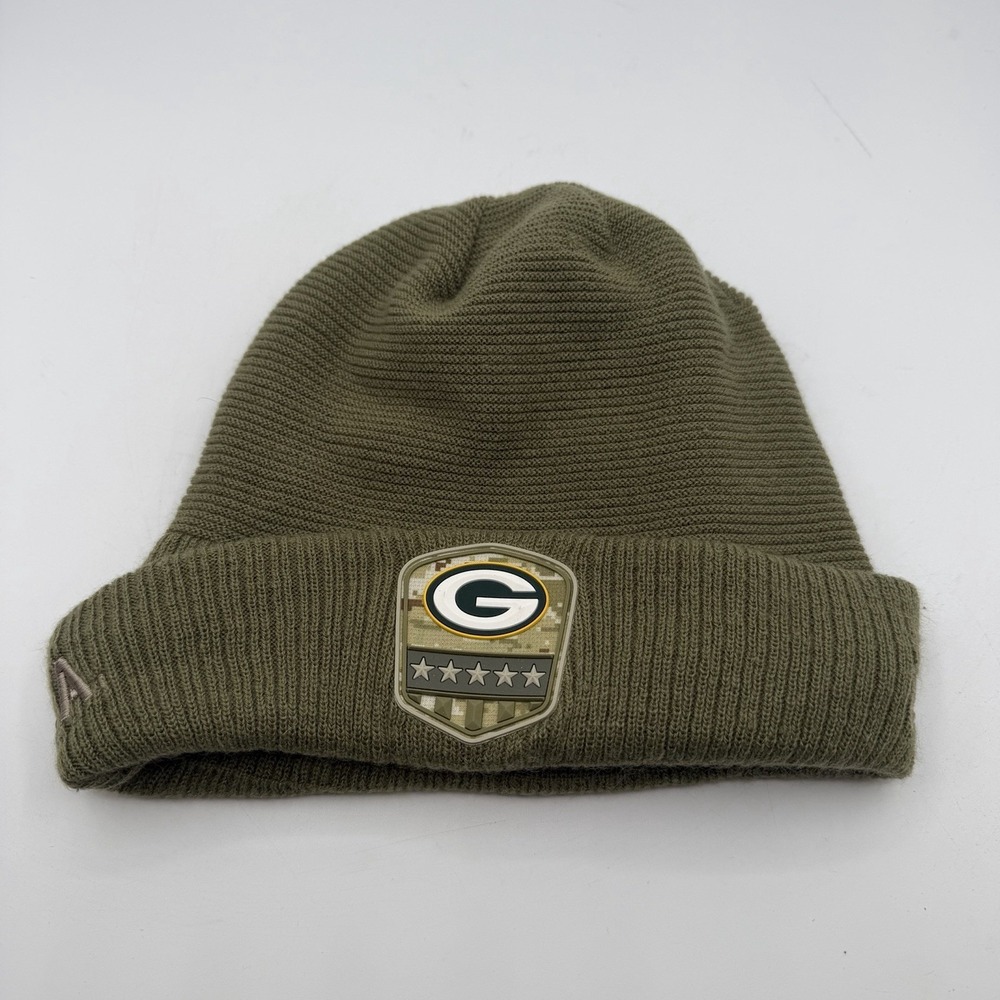 New Era Green Bay Packers NFL Salute To Service Beanie Hat Cap Knit Winter OSFM